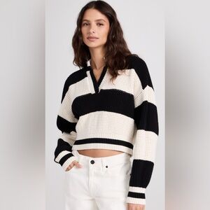 Solid & Striped Black and Cream Striped Knit Sweater